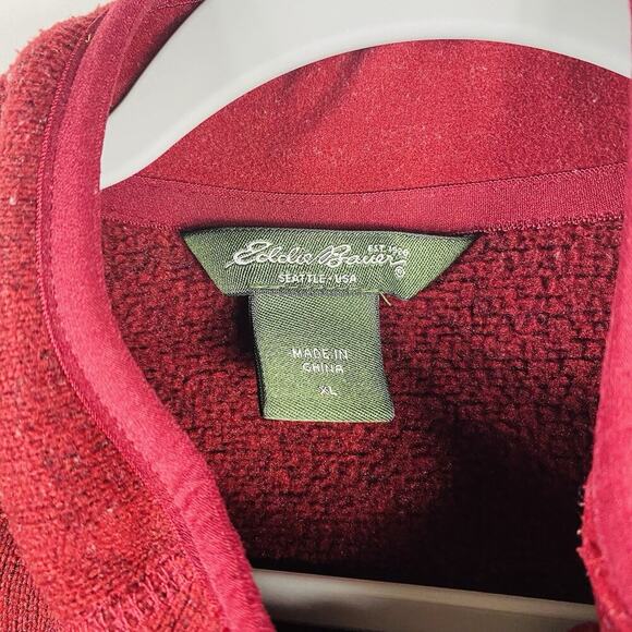 Eddie Bauer Size XL Full Zip Fleece Jacket Red - Picture 5 of 6